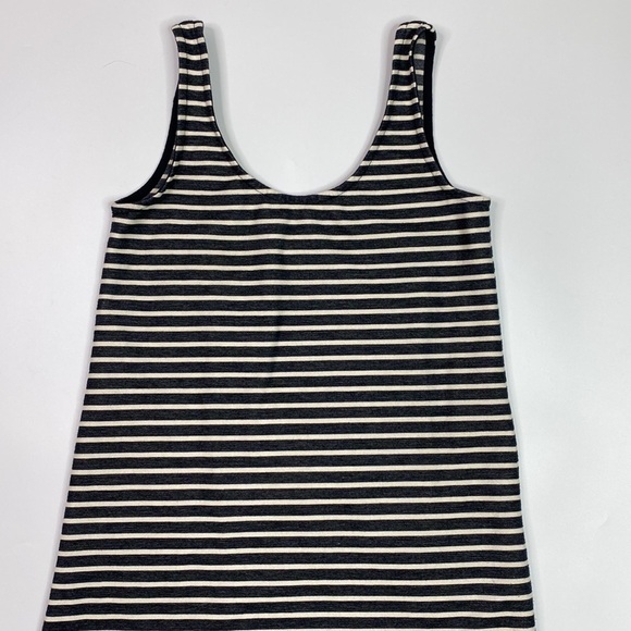 Madewell Black Cream Striped Overall Jumper Dress Size XS - Picture 2 of 9